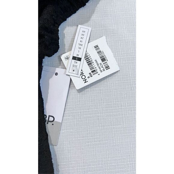 BP. Women's Off-the-Shoulder Textured Ruffle Lace Crop Top Black Size Small NWT - Picture 6 of 12